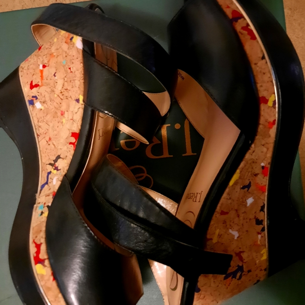 J. RENEE wedged sandal w/ splatter paint